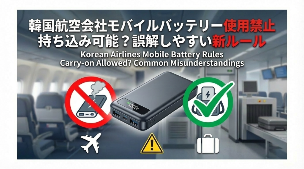 韓国航空会社モバイルバッテリー使用禁止｜持ち込み可能？誤解しやすい新ルール