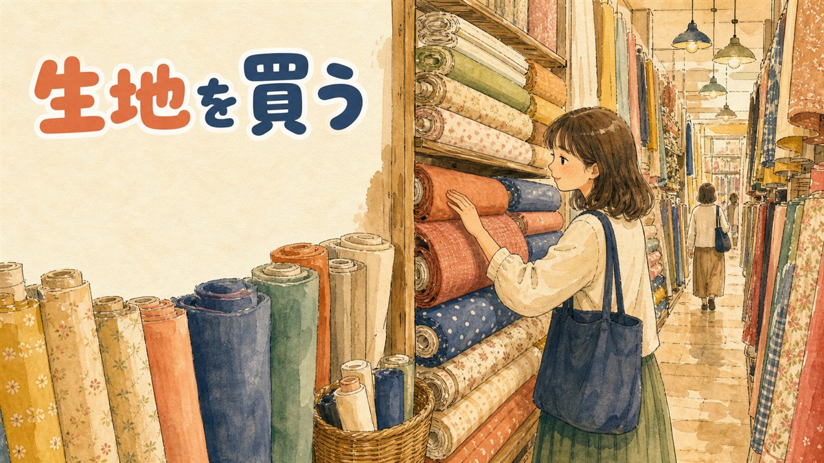 東大門総合市場の問屋街で生地とアクセサリー副資材が並ぶ様子