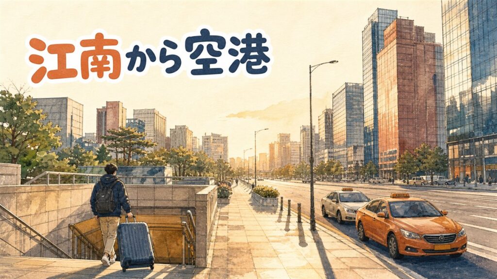 江南から金浦空港まで何分？帰国日の出発時刻を9号線で逆算