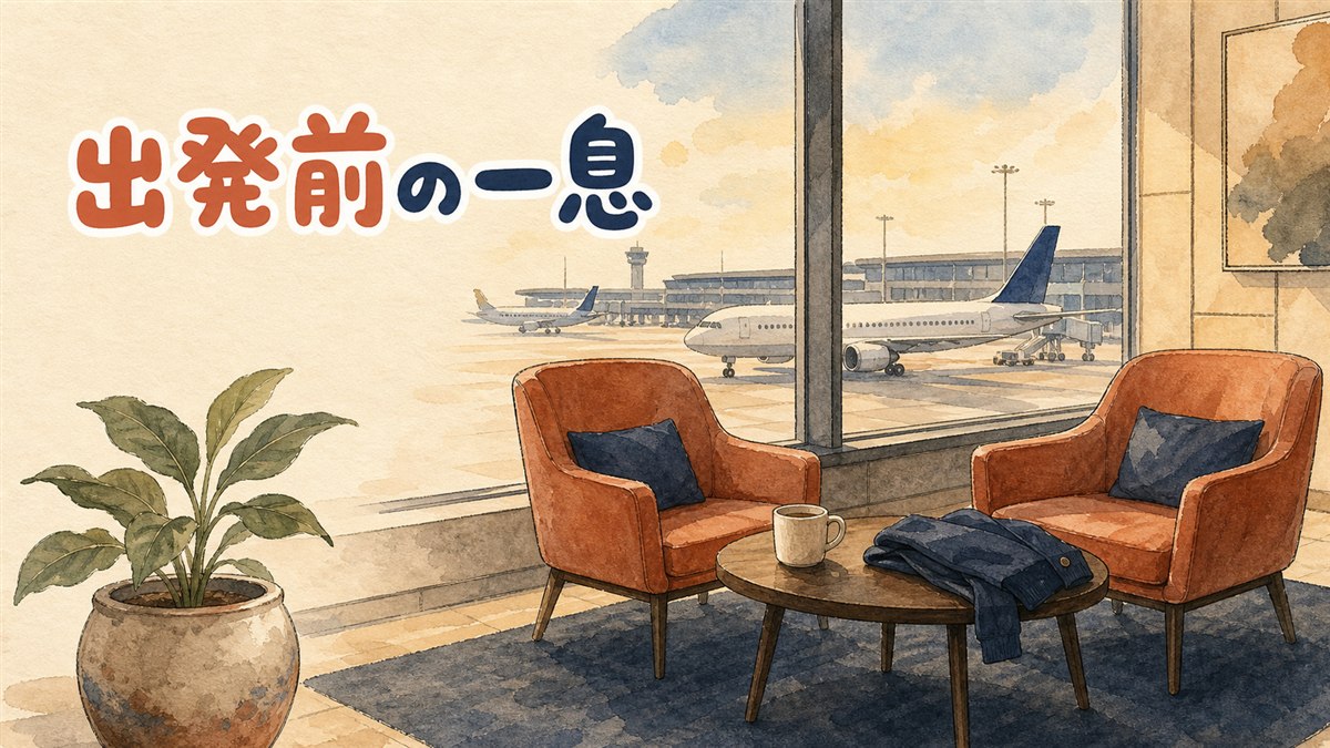 金浦空港の国際線ターミナルでスーツケースを引きながらラウンジの案内表示を見上げる旅行者の情景