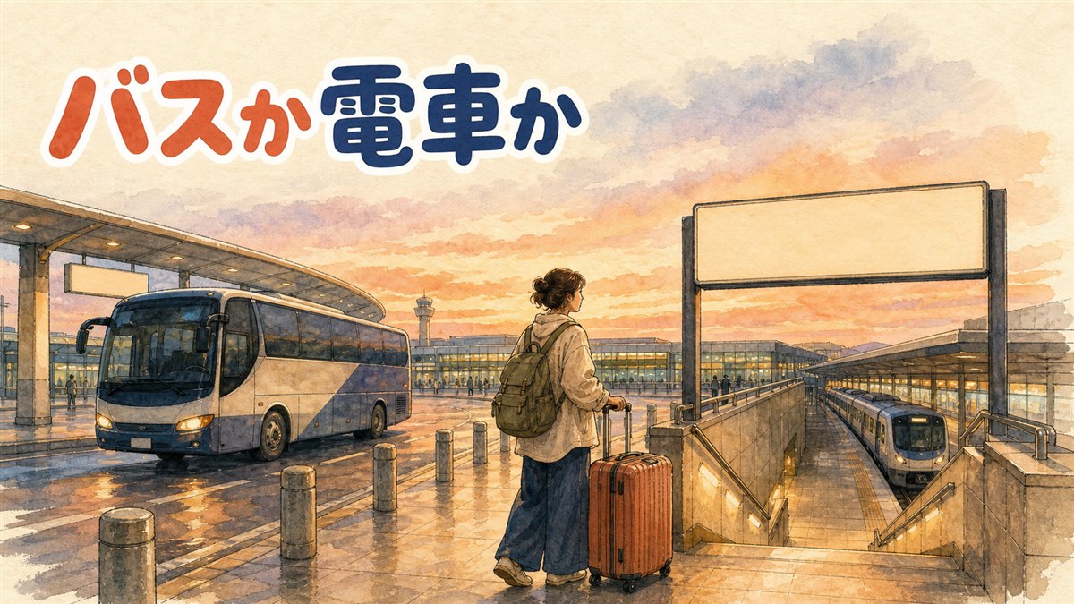 仁川空港の到着ロビーでスーツケースを引きながらAREXとリムジンバスの案内サインを見比べる旅行者の後ろ姿