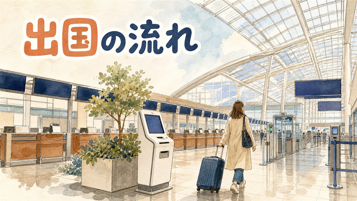 仁川空港の出国階でスーツケースを引きながら案内表示を見上げる旅行者
