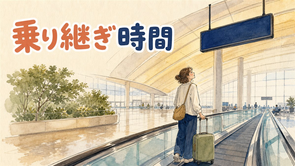 仁川空港の地下シャトルトレインのプラットフォームでスーツケースを引きながら乗継サインを見上げる旅行者