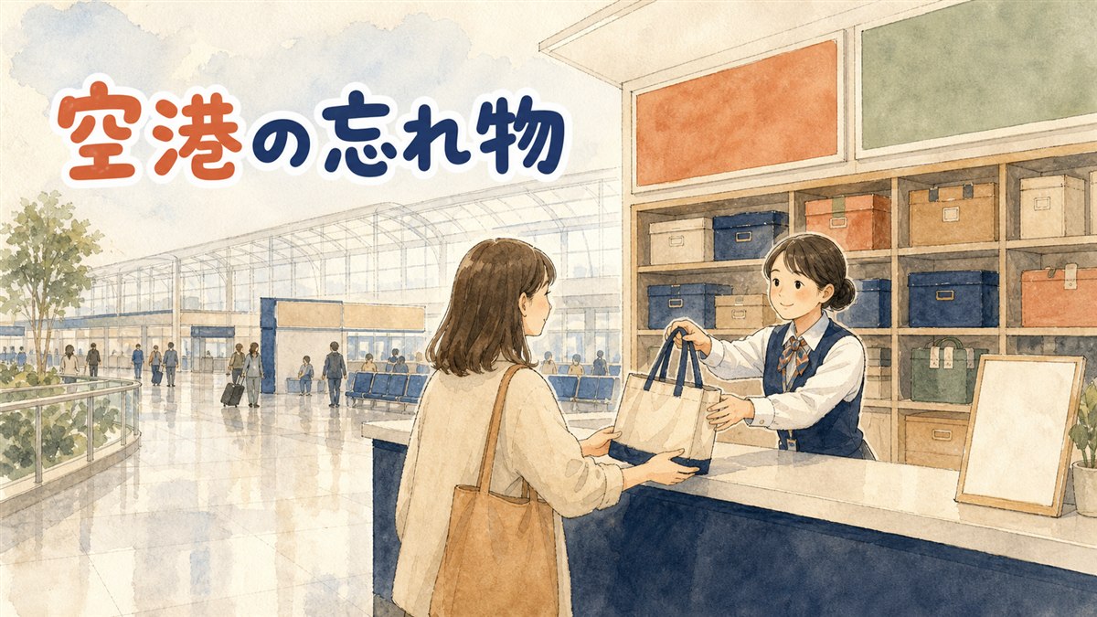 仁川空港の遺失物管理所のカウンターで、旅行者が案内スタッフに忘れ物について尋ねている様子