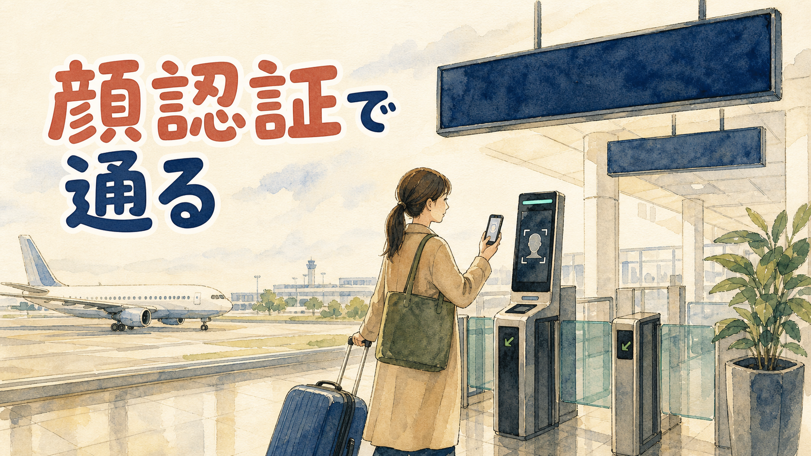 仁川空港の出国エリアで旅行者がスマートフォンでパスポートをかざしてスマートパスに登録している場面