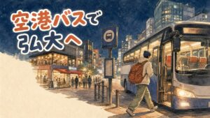 仁川空港のリムジンバス乗り場で6002系統のバスを待つ情景
