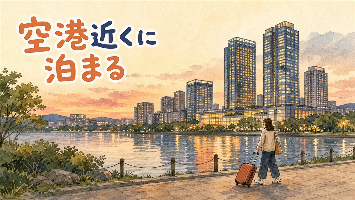 仁川松島の国際業務地区とセントラルパークを望むホテル街の情景