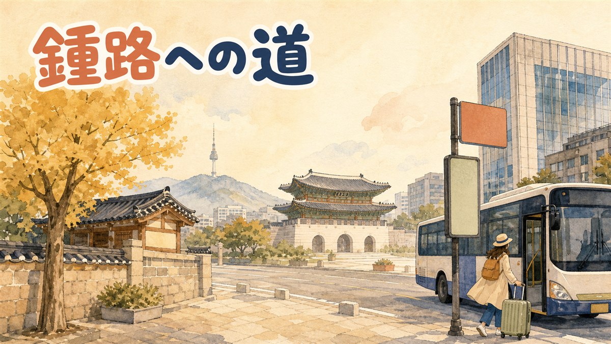 景福宮の光化門前で地図を見ながら行き方を確認する旅行者の朝の情景