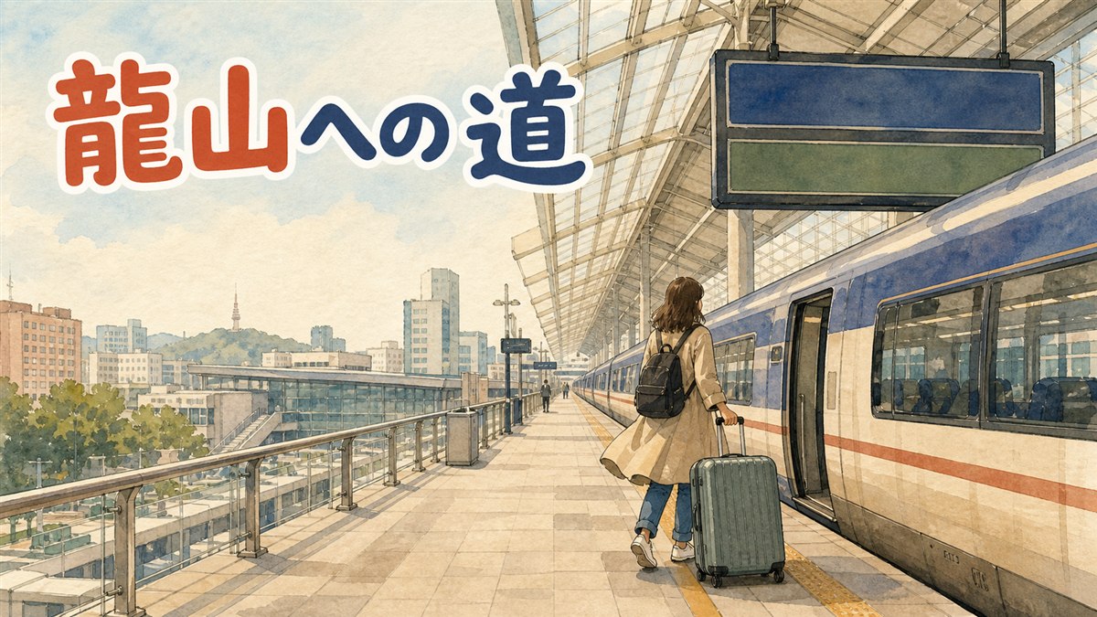 仁川空港から龍山へ向かうリムジンバスと空港鉄道の乗換ルートを示すイメージ
