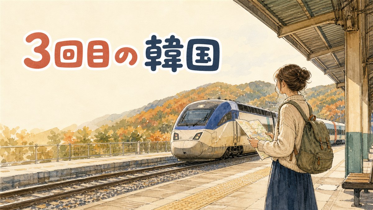 地方への小旅行・市内の伝統体験・秋の期間限定行事を並べて3回目の韓国旅行の行き先を考えるイメージ