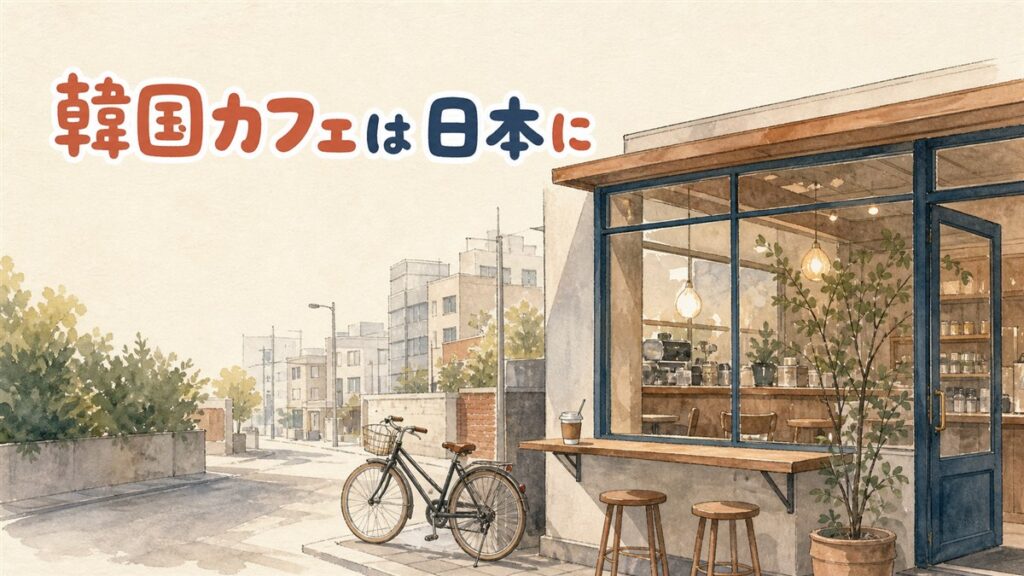 韓国発のカフェチェーンが日本の街に出店している様子