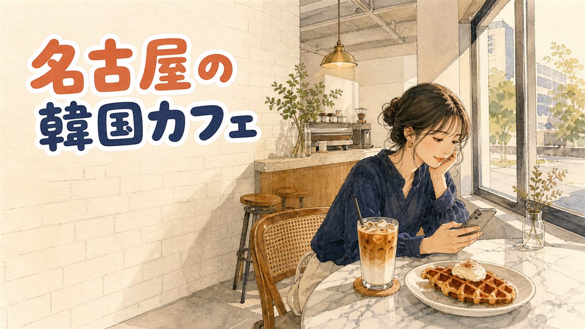 名古屋・大須の韓国カフェの店先でスイーツを選ぶ女性のイメージ