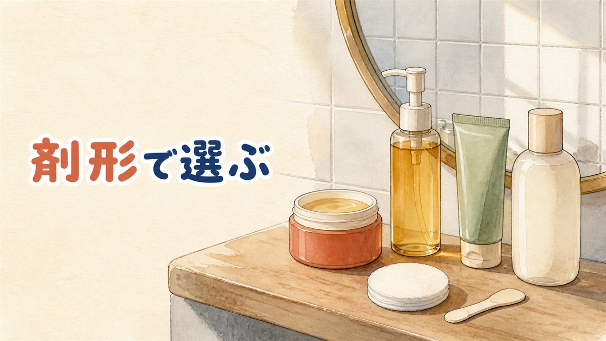 韓国のクレンジングをオイル・バーム・ジェル・ミルク・ウォーターの剤形別に選び分ける記事のアイキャッチ