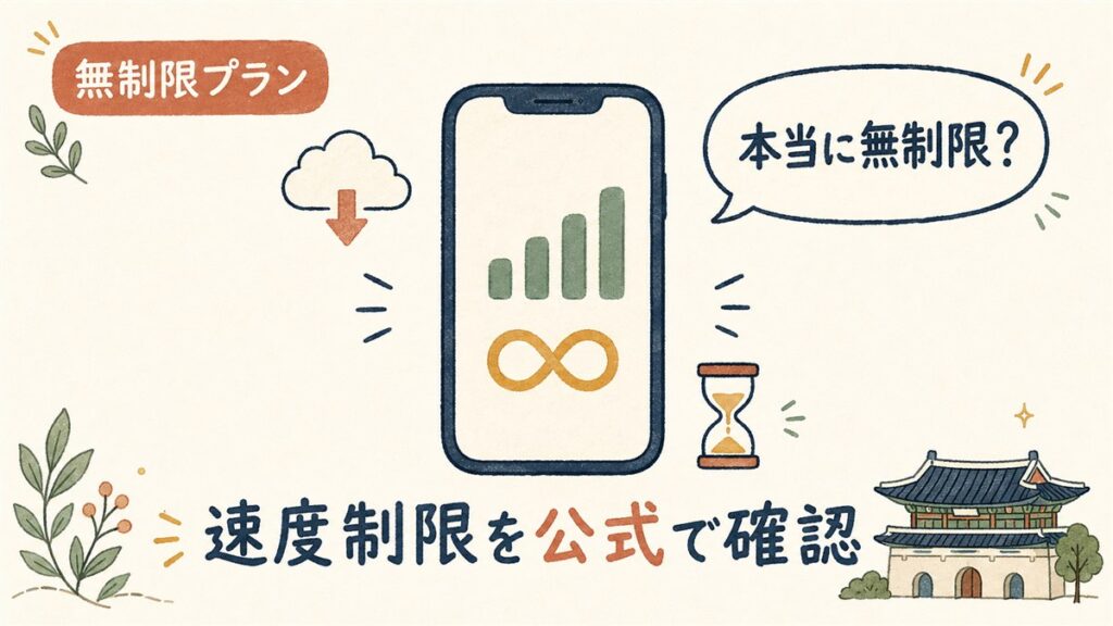 韓国eSIMの無制限プランと速度制限を検証する記事のアイキャッチ画像