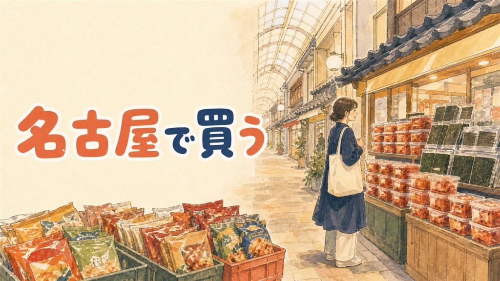 名古屋の大須・栄・名古屋駅エリアで韓国食品を買える店を探す様子