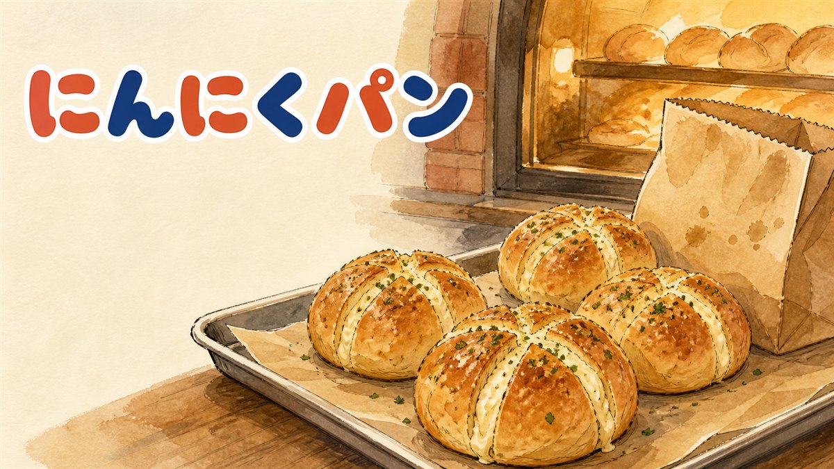丸いパンにクリームチーズをはさみ、にんにくバターソースをからめた韓国発ガーリックパンの断面