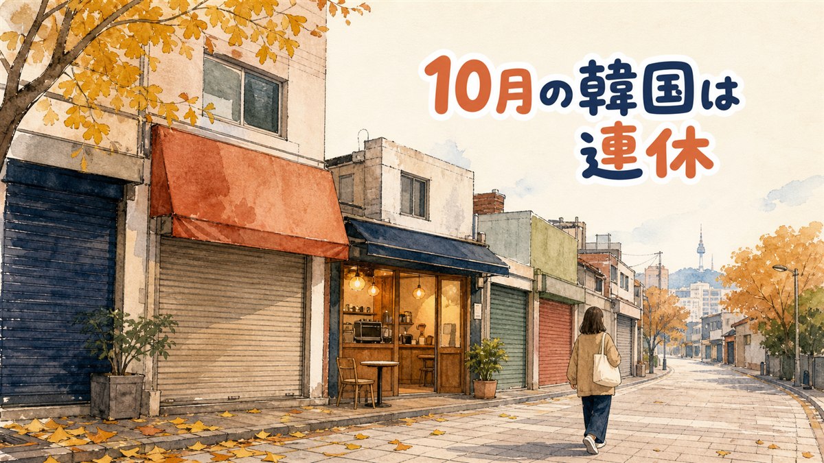 2026年10月、秋の澄んだ空の下の韓国の伝統的な街並み