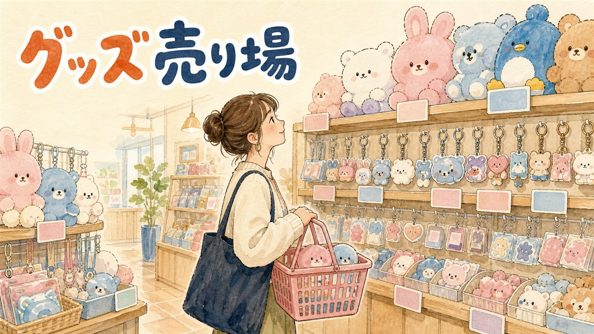 ソウルの百貨店フロアに並ぶルーピーのぬいぐるみとアクリルグッズの陳列棚