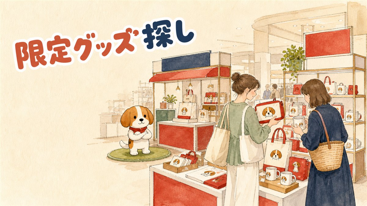 韓国の百貨店に並ぶスヌーピーの公式グッズ売り場のイメージ