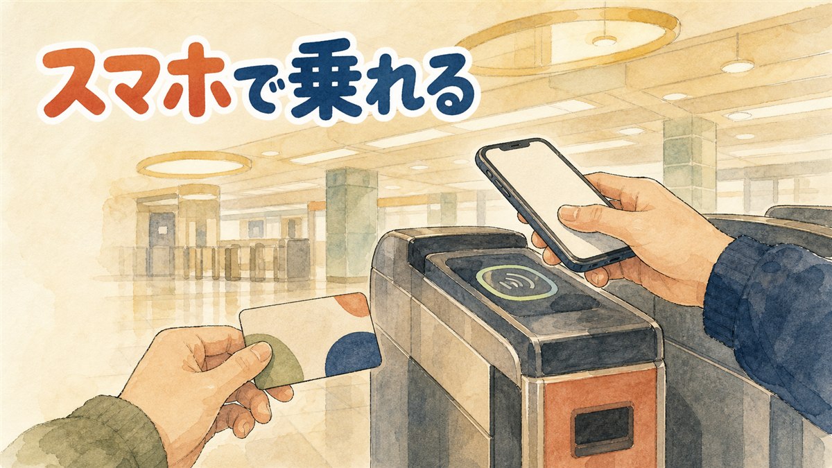 ソウルの地下鉄改札にiPhoneをタップして通過しようとする旅行者の後ろ姿
