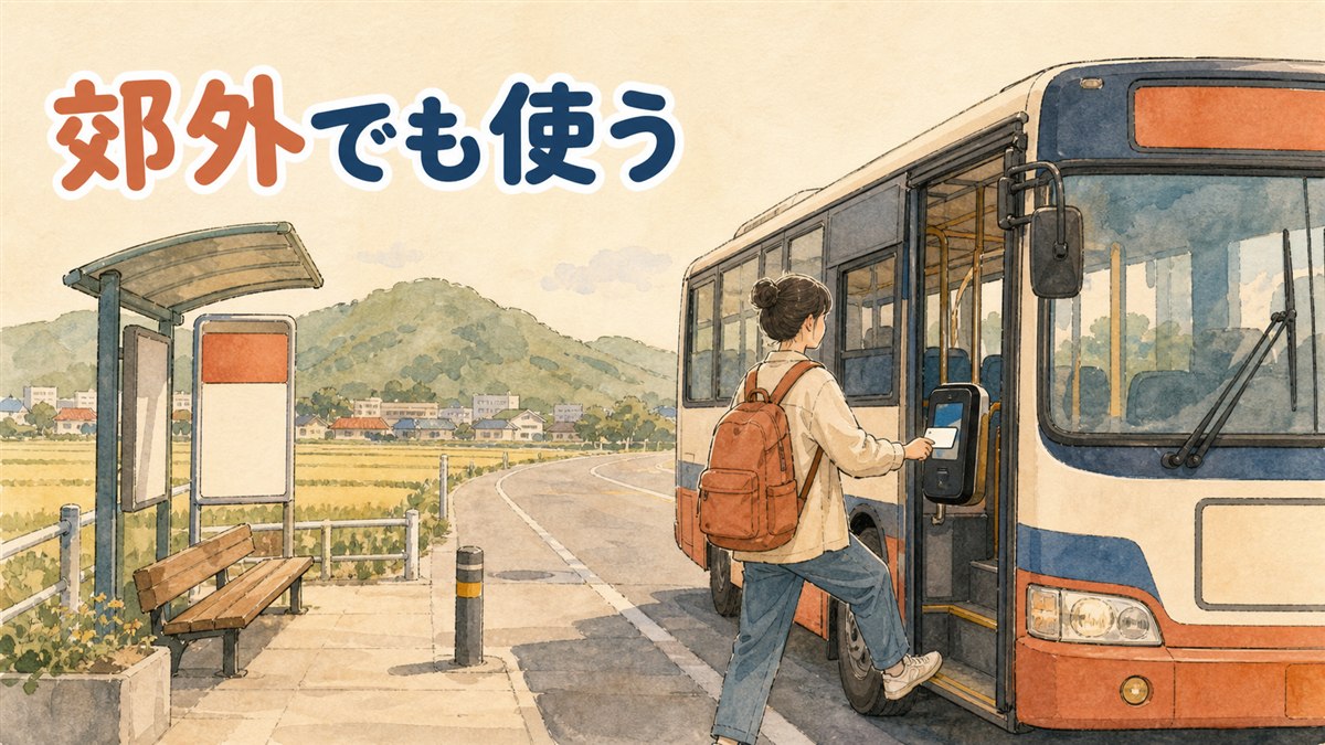 地方の駅で交通カードをタッチしようとして一瞬迷う旅行者の情景