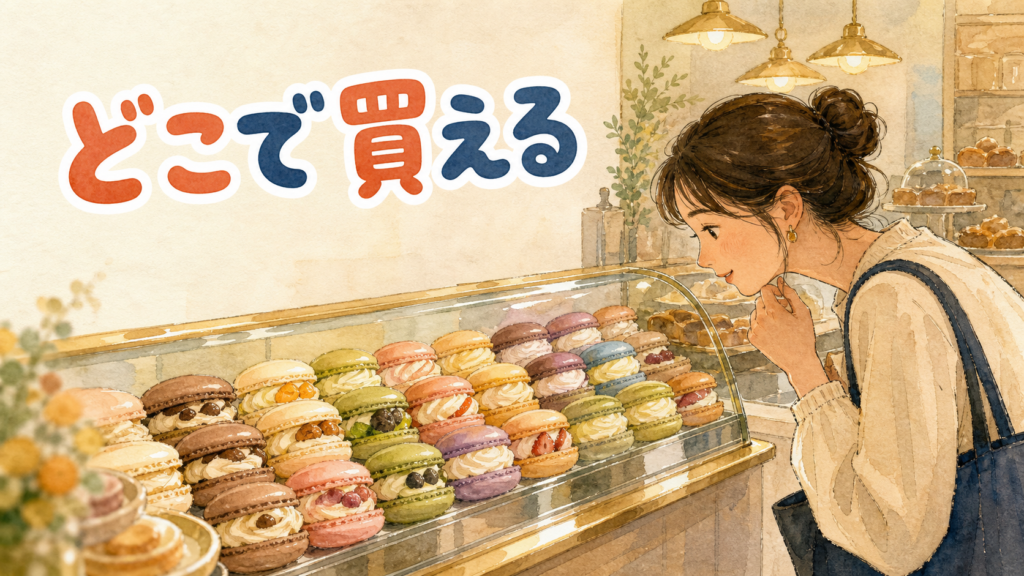 東京・新大久保のマカプレッソ店頭に並ぶ、分厚いクリームを挟んだ韓国式マカロン「トゥンカロン」のイメージ