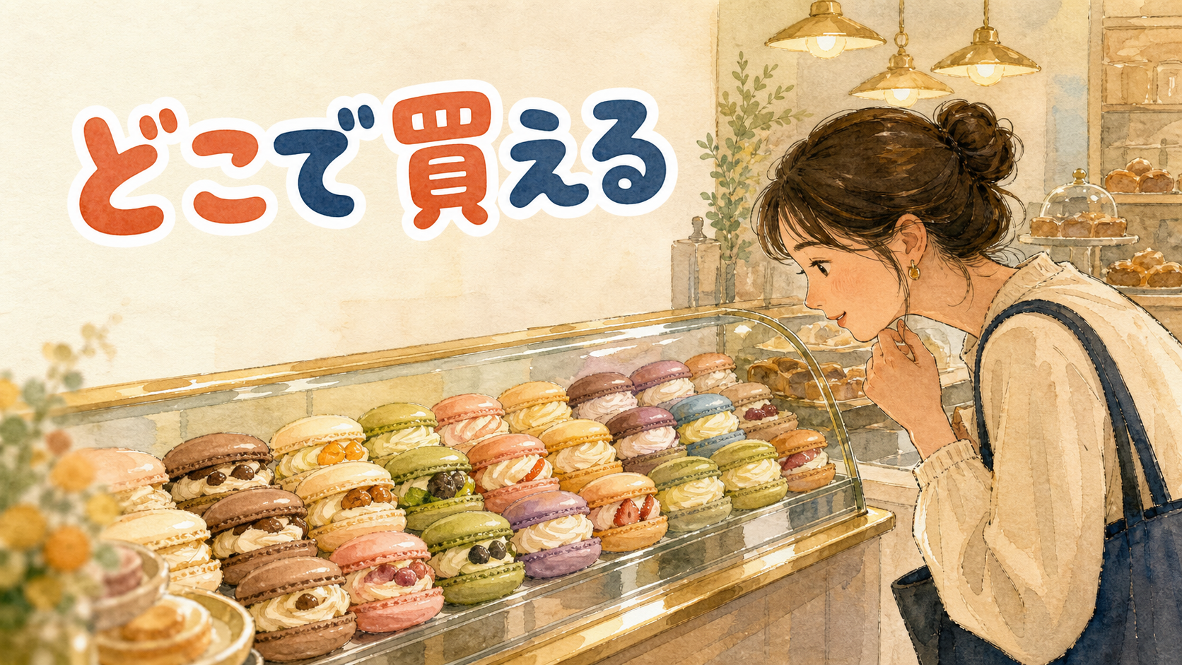 東京・新大久保のマカプレッソ店頭に並ぶ、分厚いクリームを挟んだ韓国式マカロン「トゥンカロン」のイメージ