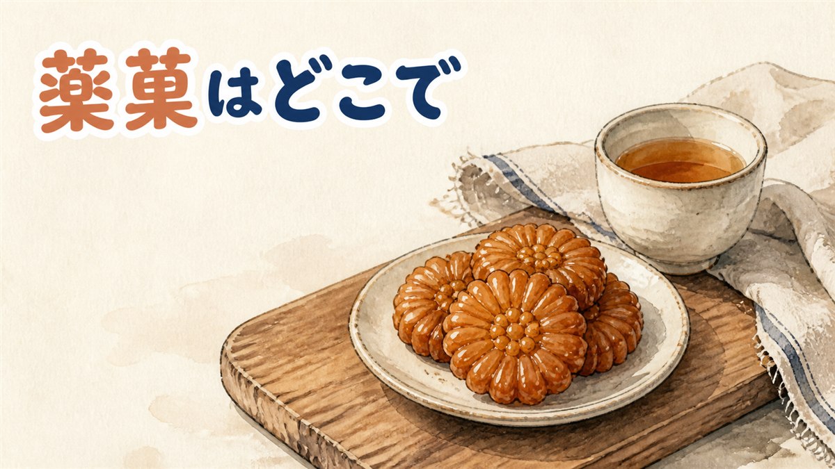 韓国の伝統菓子・薬菓(ヤックァ)が個包装で並んでいる情景を示すイラスト