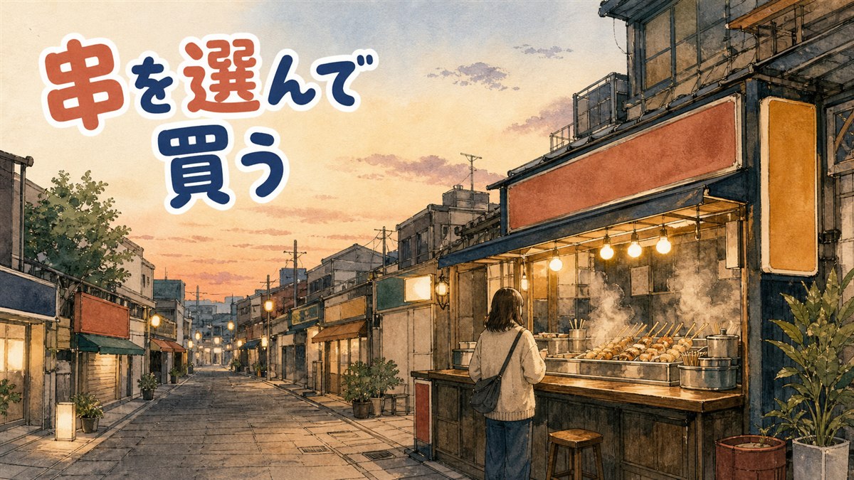 串に刺さった具材を麻辣ソースで揚げた麻辣串(マーラーチャン)のイメージ