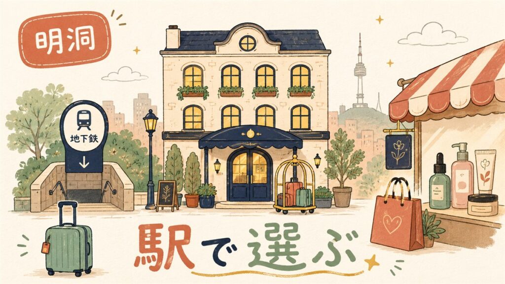明洞のホテルを最寄り駅別に選ぶ記事のアイキャッチ画像
