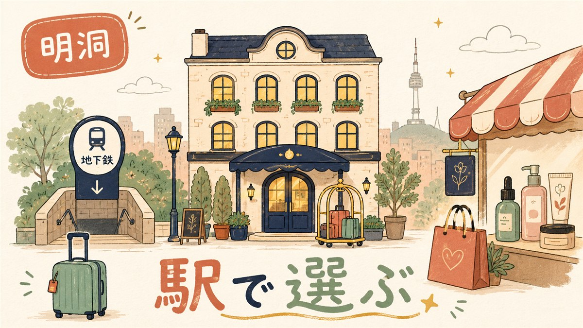 明洞のホテルを最寄り駅別に選ぶ記事のアイキャッチ画像