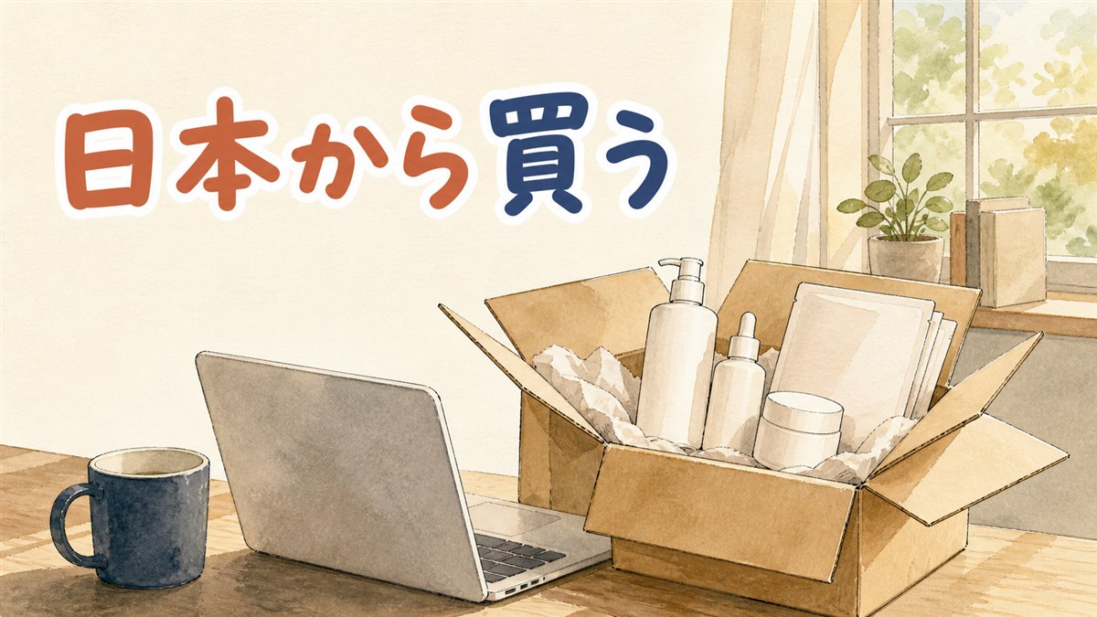 日本からオリーブヤングのコスメを通販で取り寄せる買い方を解説するイメージ