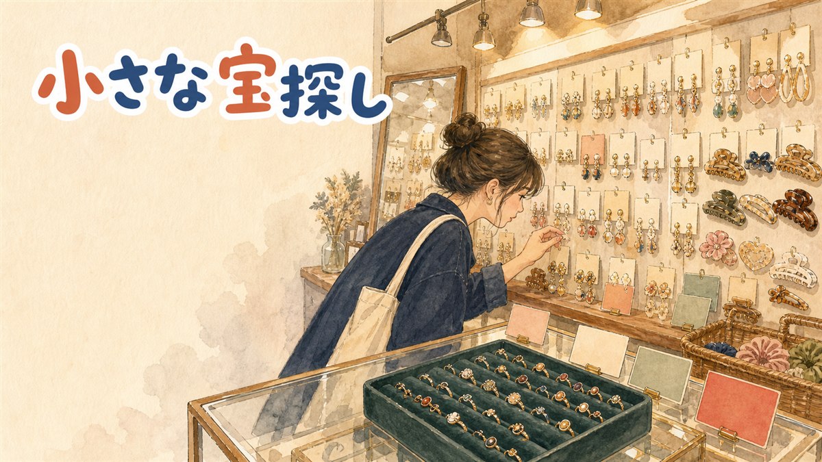 ソウル弘大の露店でアクセサリーを選ぶ女性旅行者の情景