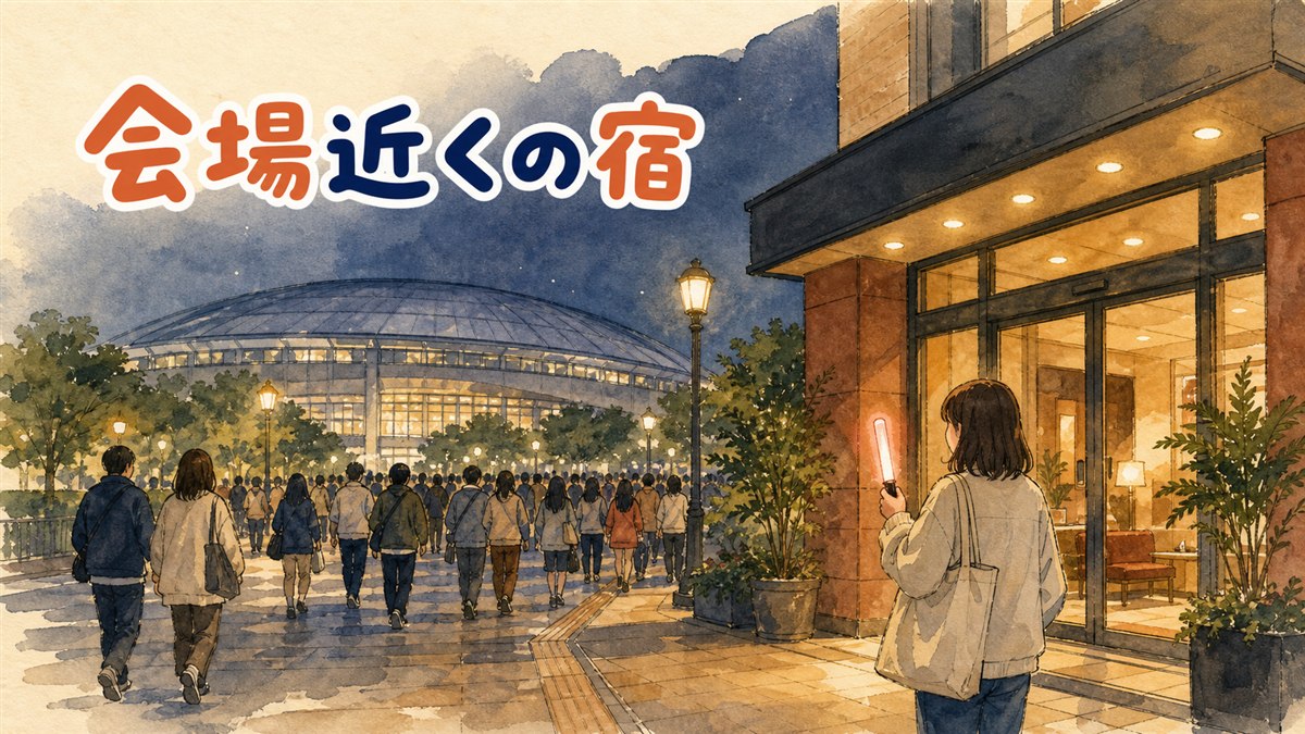 K-POP会場ごとの最寄り駅と宿を探す方面を示した一覧