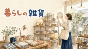 ソウルのインテリア雑貨店の店内で照明やファブリック雑貨が並ぶ棚を見る様子