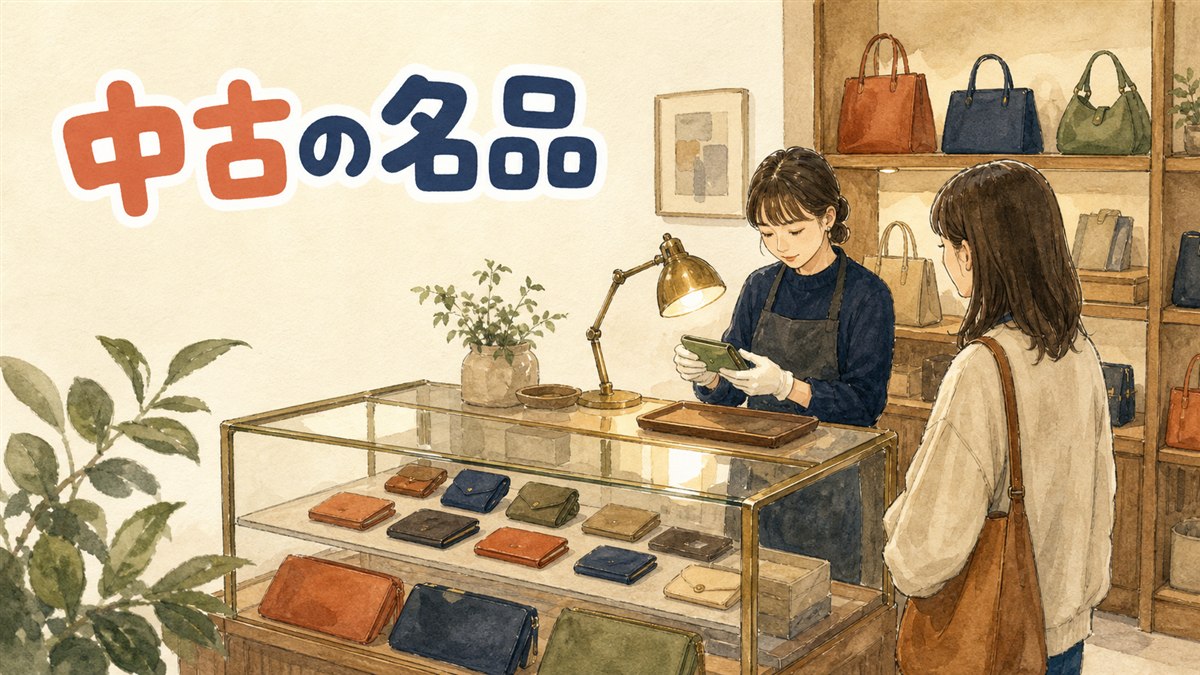 ソウル江南エリアの中古ブランド品店で、鑑定士がバッグを確認している様子