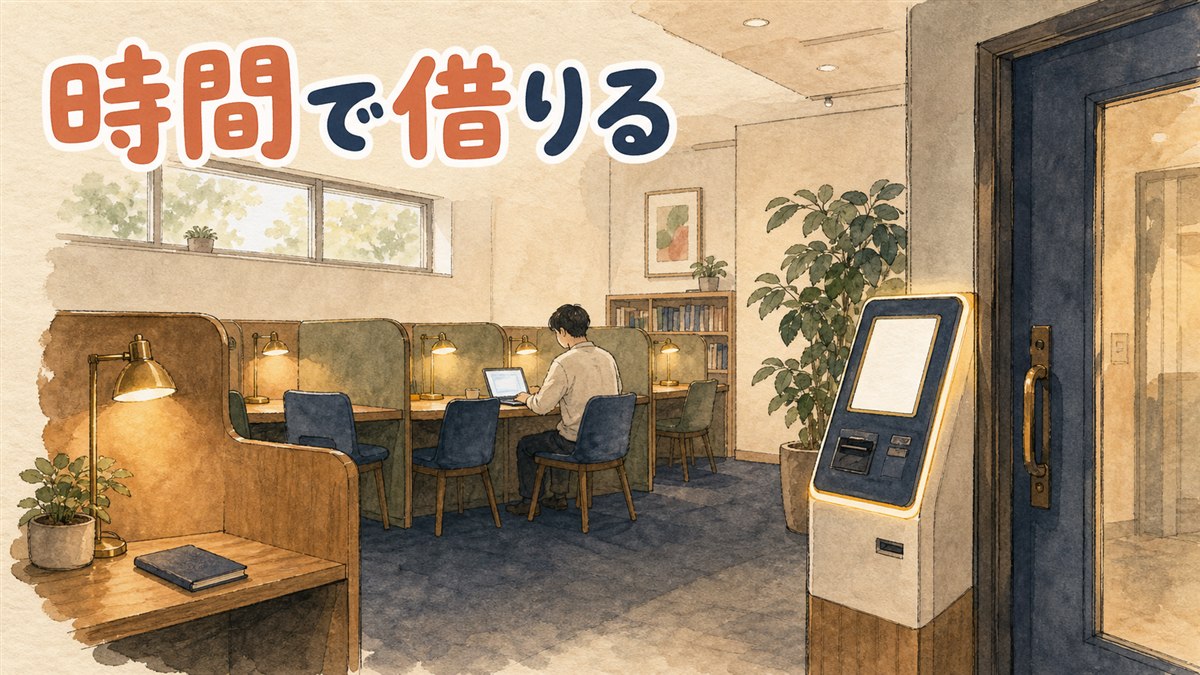 韓国のスタディカフェの個室席でノートパソコンを開いて作業する人