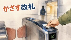 ソウルの地下鉄改札にスマートフォンとクレジットカードのどちらをかざすか迷っている外国人観光客の後ろ姿