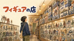 ソウル龍山の商業ビル内、模型・プラモデルの棚がずらりと並ぶホビー売場の様子