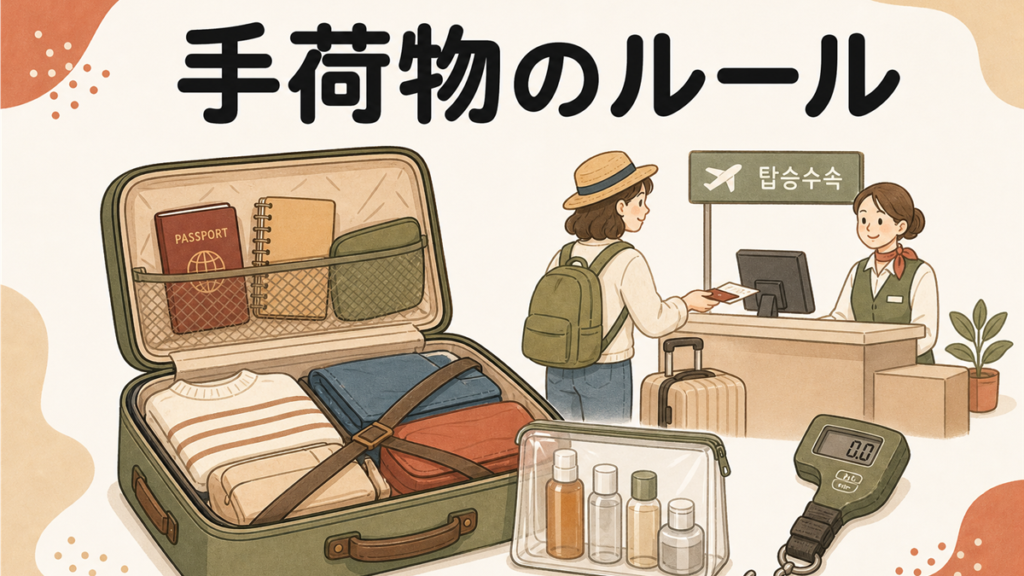 韓国旅行の手荷物ルールの手描き風イラストアイキャッチ