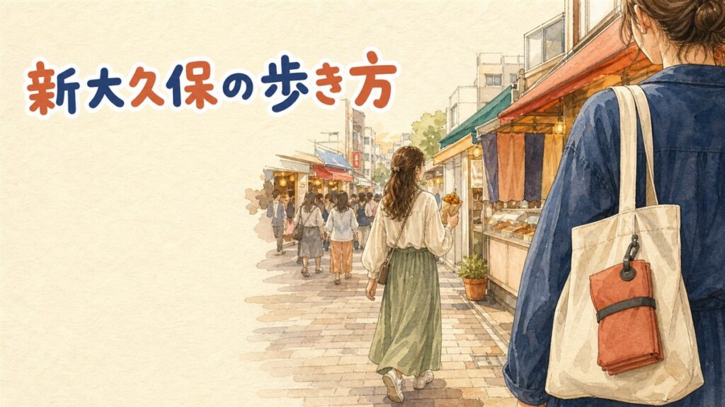 新大久保駅から大久保通りとイケメン通りを一筆書きで歩く食べ歩きの回り方
