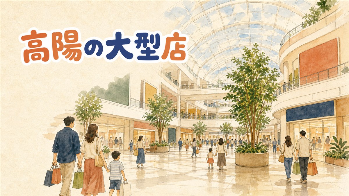 北漢山を背景にしたガラス張りの大型複合施設の外観に、ショッピングバッグを持った家族連れが向かっている様子