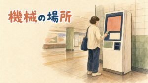 韓国の地下鉄駅の一角に置かれたオレンジと白のWOWPASS発券機に、旅行者がカードをかざしている情景