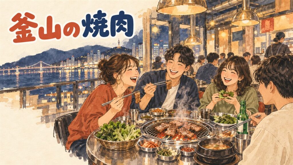 釜山で焼肉店を探すときに公式情報で確認できたエリアと店を並べた図