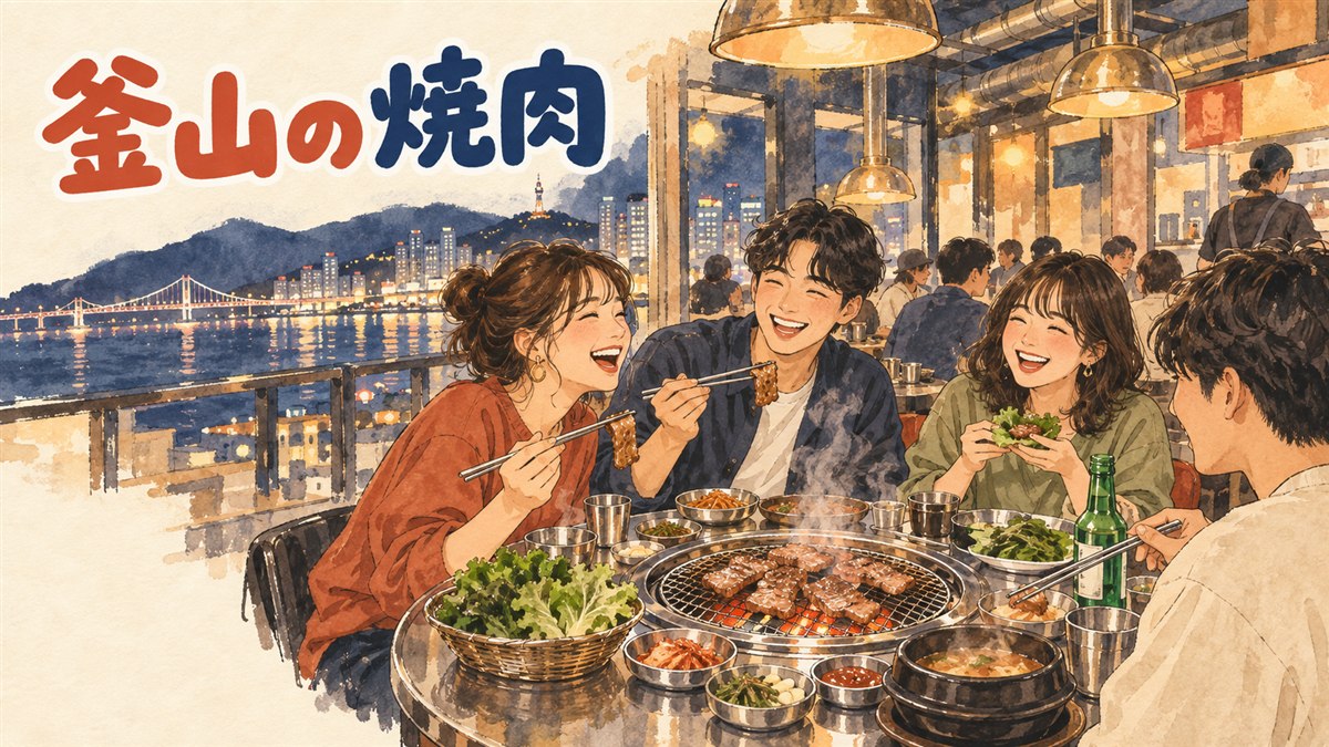 釜山で焼肉店を探すときに公式情報で確認できたエリアと店を並べた図