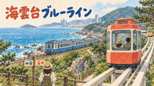 釜山ブルーラインパークのスカイカプセルと海辺列車の案内イメージ
