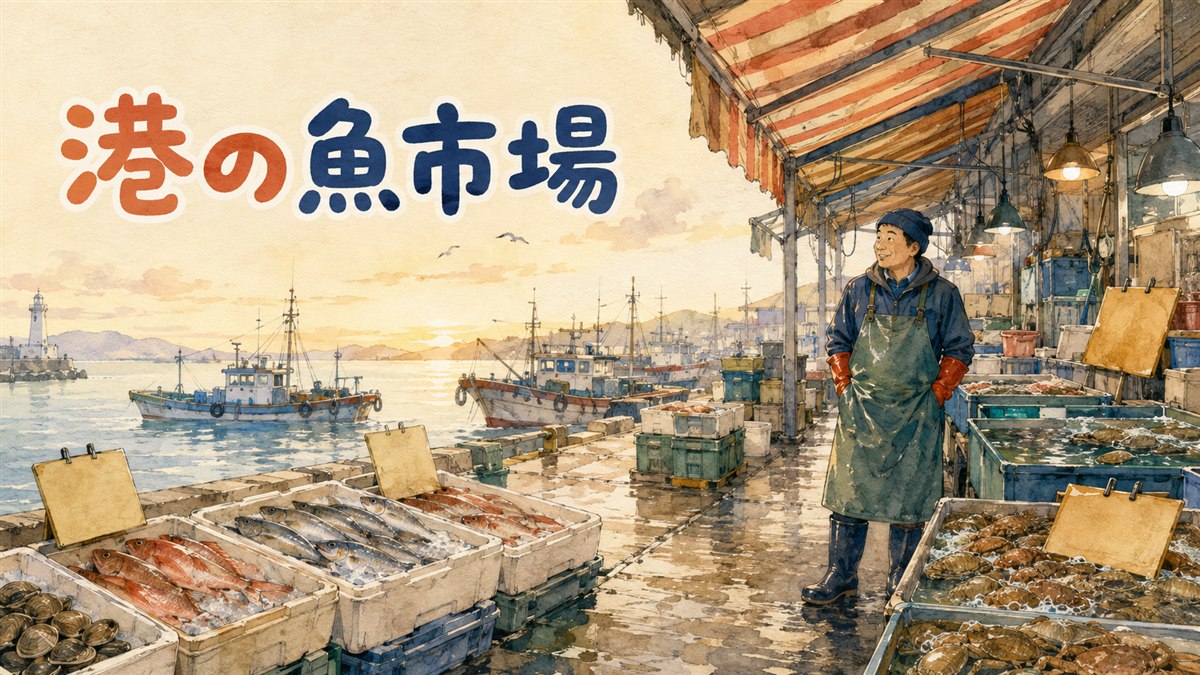 釜山チャガルチ市場の新館と露店が並ぶ活気ある魚市場の情景