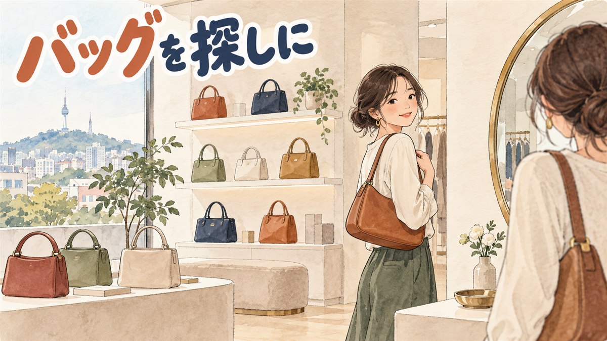韓国のハンドバッグブランド、カーリンの店舗の雰囲気を表したイメージ