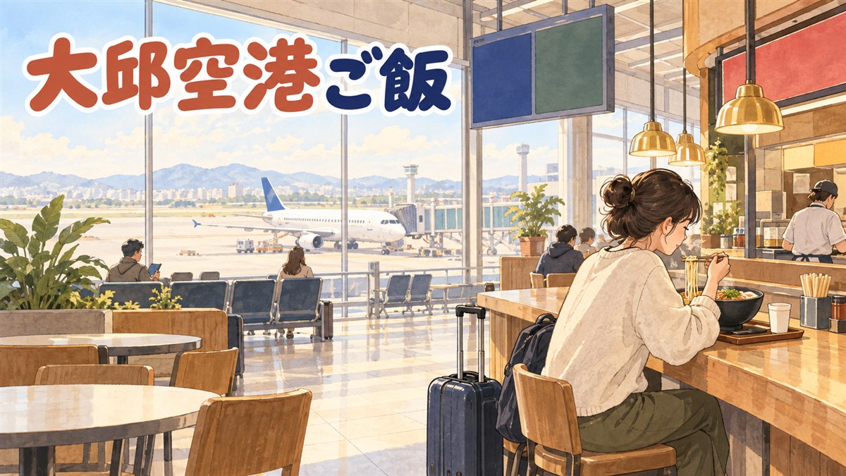 大邱空港のフードコートで軽食を選ぶ旅行者のイメージ