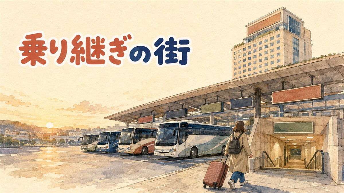 ソウルの高速ターミナル駅前で地下鉄路線図とスーツケースを見比べる旅行者のイメージ